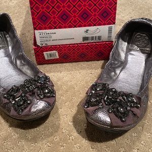 Tory Burch pewter azalea ballet flat  9.5